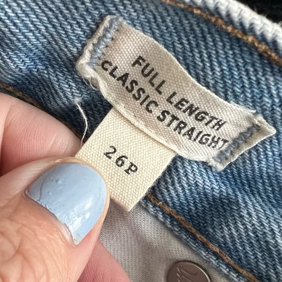 2/25 Madewell Blue Jeans Denim Full Length Classic Straight 26P petite rips - Picture 6 of 8